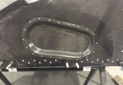 Carbon Fibre Chassis Modification for Engine New Part Inserted